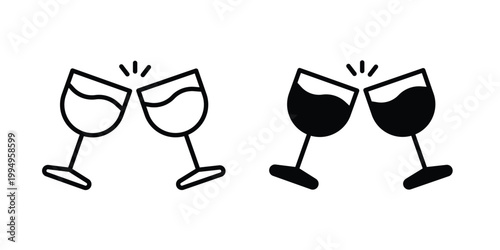 Clinking glasses icon. glyph style icon. Stroke icons