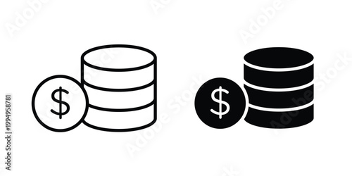 Coins icon. glyph style icon. Stroke icons