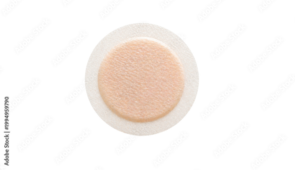 Fototapeta premium Estradiol patch packaging and transdermal hormone patch isolated, menopause hormone replacement therapy concept on transparent background