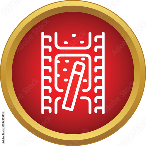 Film strip with editing tool icon representing post production and cinema