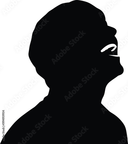 Shouting man silhouette, person screaming or calling loudly, emotional expression concept, stress anger or pain reaction, human face profile isolated on white background illustration