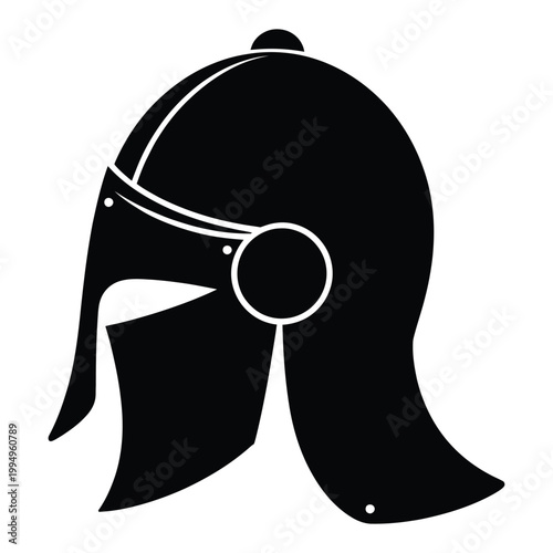 A striking black silhouette of a roman centurion s helmet showcasing historical military design silhouette