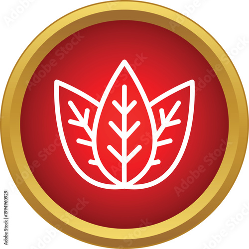 Tobacco leaves icon symbolizing a natural product or brand in a golden frame