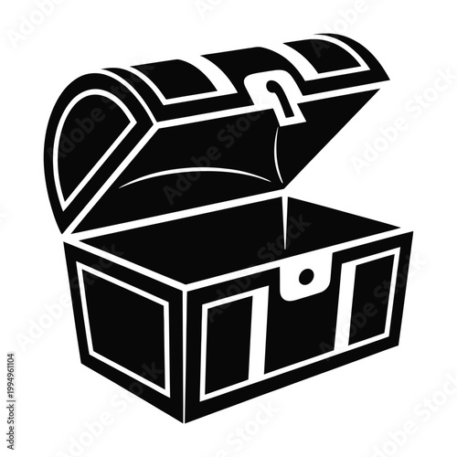 An open treasure chest with a gleaming interior presented as a striking silhouette