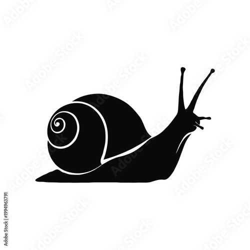 Garden Snail Icon - Slow Progress Concept Silhouette Illustration