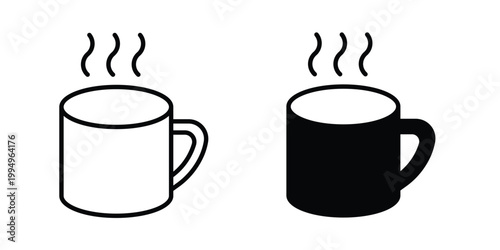 Hot coffee cup icon. glyph style icon. Stroke icons