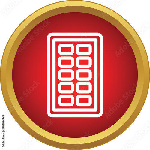Paint palette icon with individual color pan compartments inside a red circle with gold border