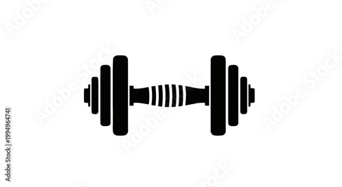 Vector illustration of black dumbbell icon on a transparent background