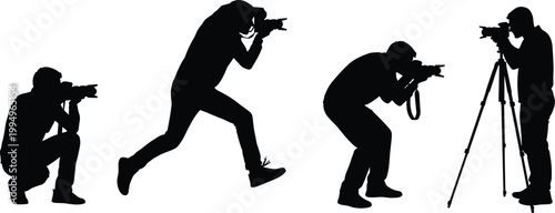 silhouette, photographers, camera, shooting, action, professional, media, paparazzi, people, tripod, photography, equipment, creative, black, white