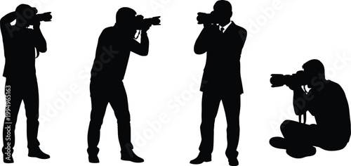 silhouette, photographers, camera, shooting, professional, media, paparazzi, people, action, photography, equipment, creative, black, white, collection