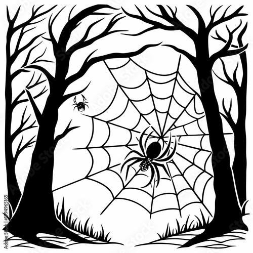 The Hollow Spider Beast black and white coloring page of vector illustration
