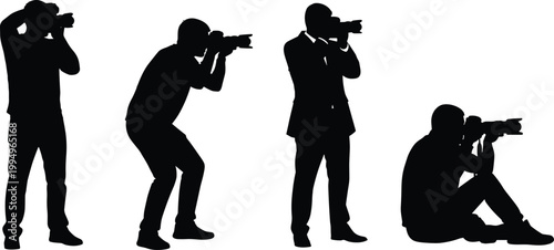 silhouette, photographers, camera, shooting, professional, media, paparazzi, people, action, photography, equipment, creative, black, white, set