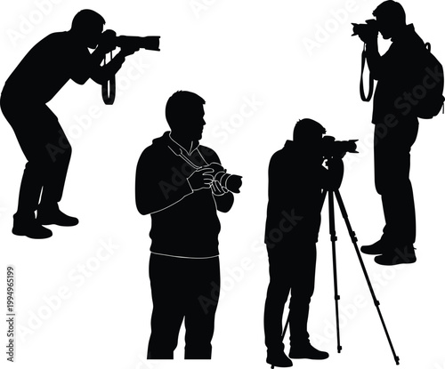 silhouette, photographers, camera, shooting, professional, media, paparazzi, people, tripod, photography, equipment, creative, black, white, set