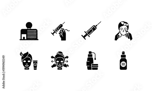 Medical and beauty treatment icons set