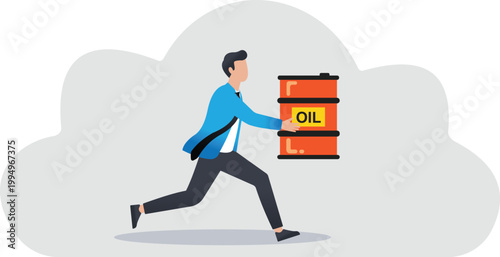 Man running with an oil barrel