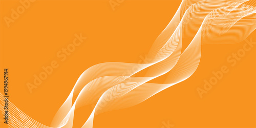 Vector abstract background with dynamic orange waves, lines and particles. Eps10