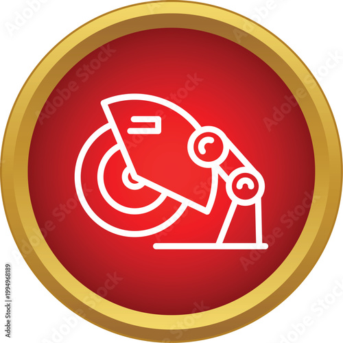 Cut off saw power tool icon for construction, carpentry or metalworking