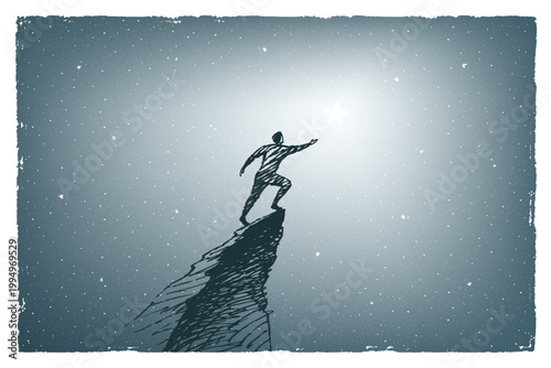 Reach for the Star - Man on cliff chasing dream
