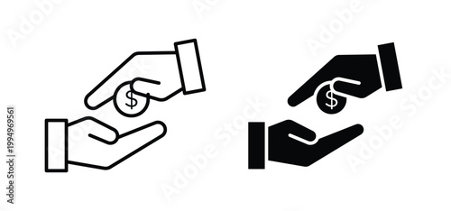 Hand money exchange icon editable stroke outline vectors. EPS10