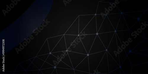 Abstract Communications or technology, science background. connected dots on black background. vector. Abstract communication technology background connected grey glowing dots and lines on a dark bkgd