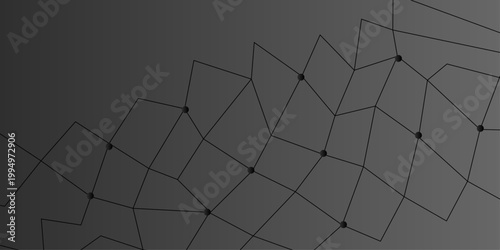 Abstract Communications or technology, science background. connected dots on black background. vector. Abstract communication technology background connected grey glowing dots and lines on a dark bkgd