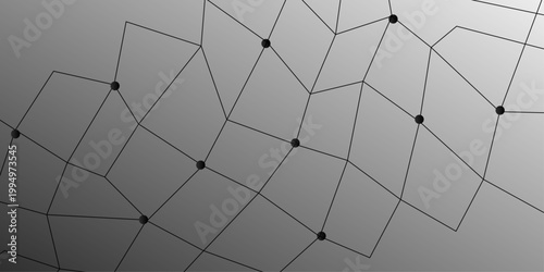 Abstract Communications or technology, science background. connected dots on black background. vector. Abstract communication technology background connected grey glowing dots and lines on a dark bkgd