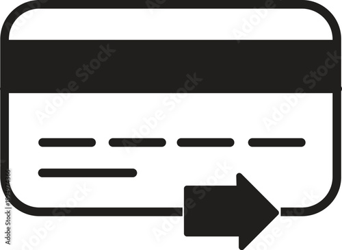 Credit card with chip and magnetic stripe icon payment method symbol
