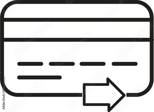 Simple black and white line drawing of a credit card with magnetic stripe