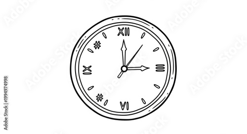 Classic Analog Clock Face with Roman Numerals.