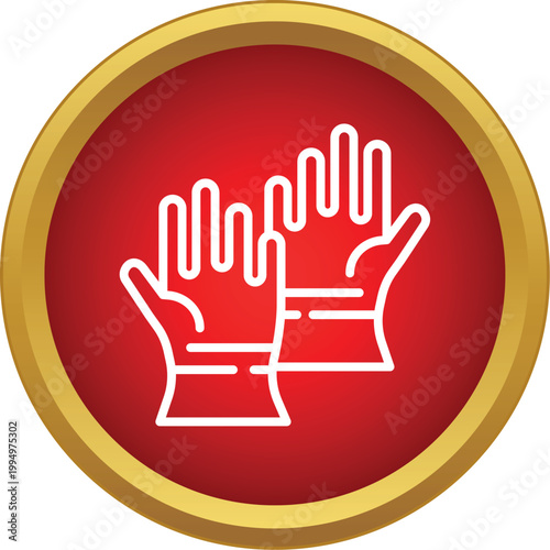 Outline icon of helping hands wearing protective gloves for safety