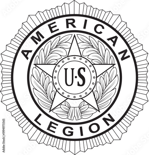 Photos American Legion official circular emblem with US star and laurel leaves