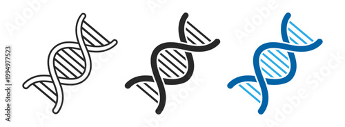 DNA genetics helix molecule structure outline solid set icon on transparent background
