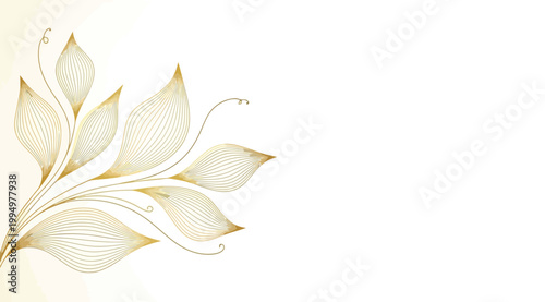Elegant golden floral background with stylized leaves
