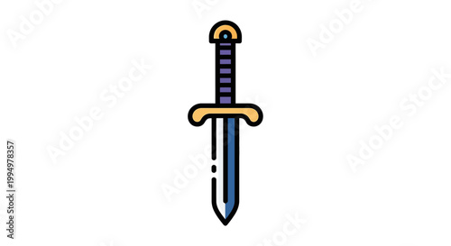 Ancient Weapon Design Element With Flat Style Handle And Blade For Historical Concept Or Game Asset Creation