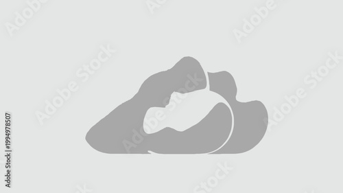 Minimalist cloud vector icon, simple gray weather symbol, flat design cloud silhouette for web interface and mobile app navigation