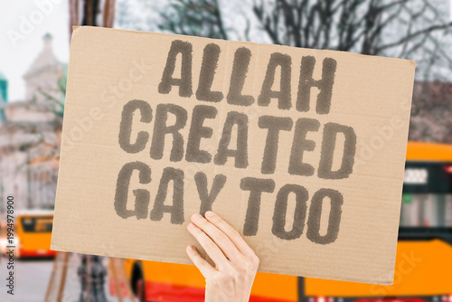 Vászonkép "Allah Created Gay Too" theological research examines Islamic scholarly debate over whether Allah created same-sex attraction