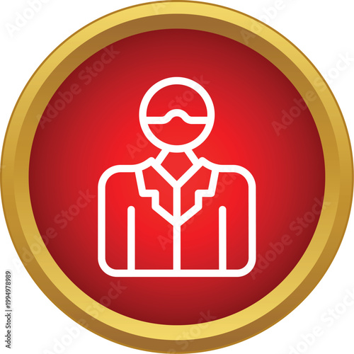Outline icon representing a generic business person or user profile in a red circle