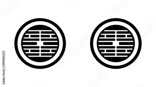 Circular grille pattern icon black and white symbols circular illustration minimalist isolated geometric