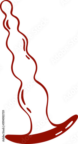 anal dildo herringbone, adult sex toy, accessories for bdsm sex games, simple red icon for sex shop in minimalist sketch style