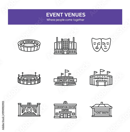 Collection of various event venues and locations for gatherings and performances