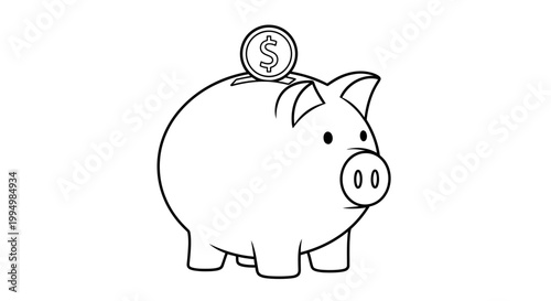 Piggy bank with coin