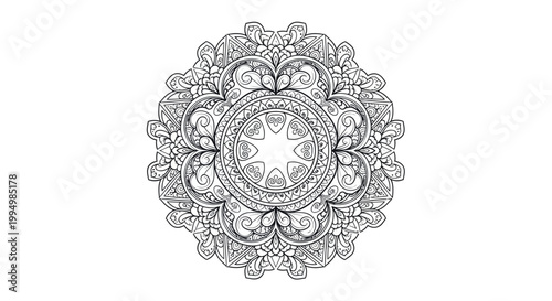 Intricate Mandala Pattern for Coloring and Relaxation