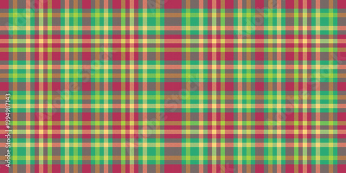 Outfit texture pattern background, template vector fabric check. Silk tartan plaid textile seamless in mint and red colors.