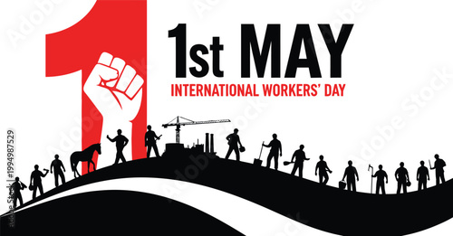 International workers day on may 1st with construction workers