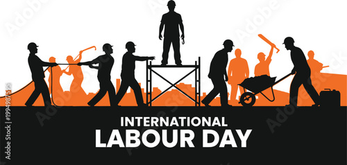 International labour day workers in silhouette
