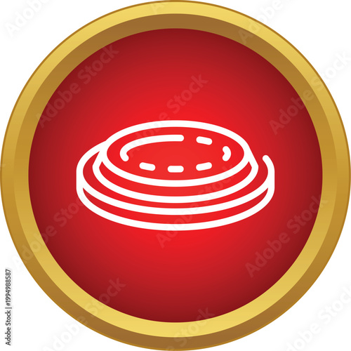 Clay pigeon representing a target for skeet or trap shooting in a red circle icon