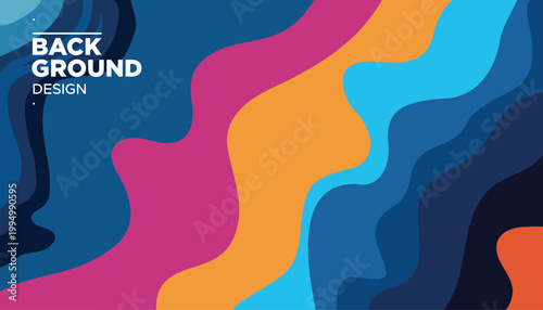 Abstract liquid background with vibrant flowing waves in blue, purple, orange, and cyan colors for modern graphic design