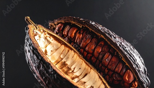 Cacao pod reveals chocolate’s origin.