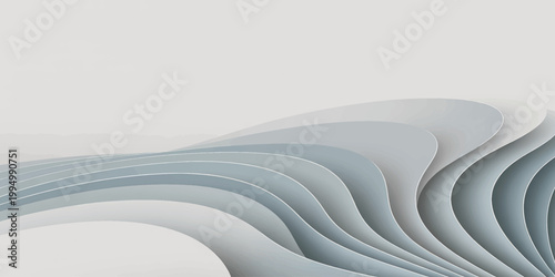 Abstract blue winter landscape with snowy waves and icy textures under a cloudy sky