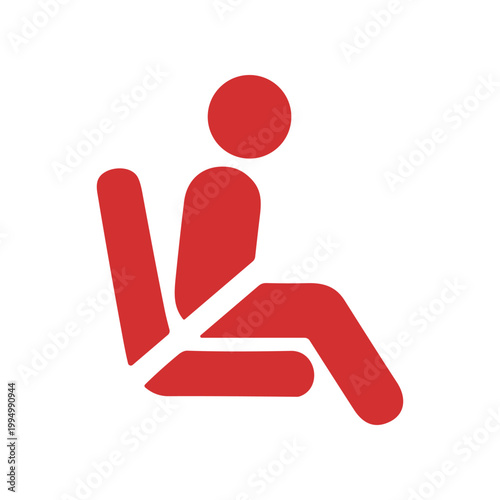 Red safety seat belt icon symbol.